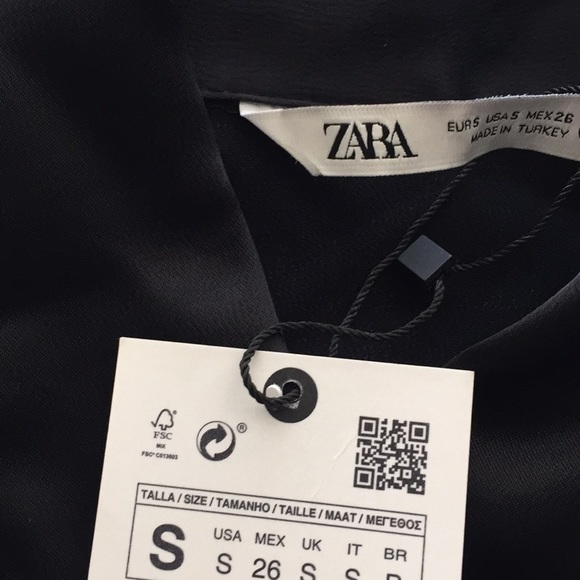 ZARA BLACK SHOULDER PAD SATIN EFFECT BUTTON DOWN SHIRT - Picture 14 of 14
